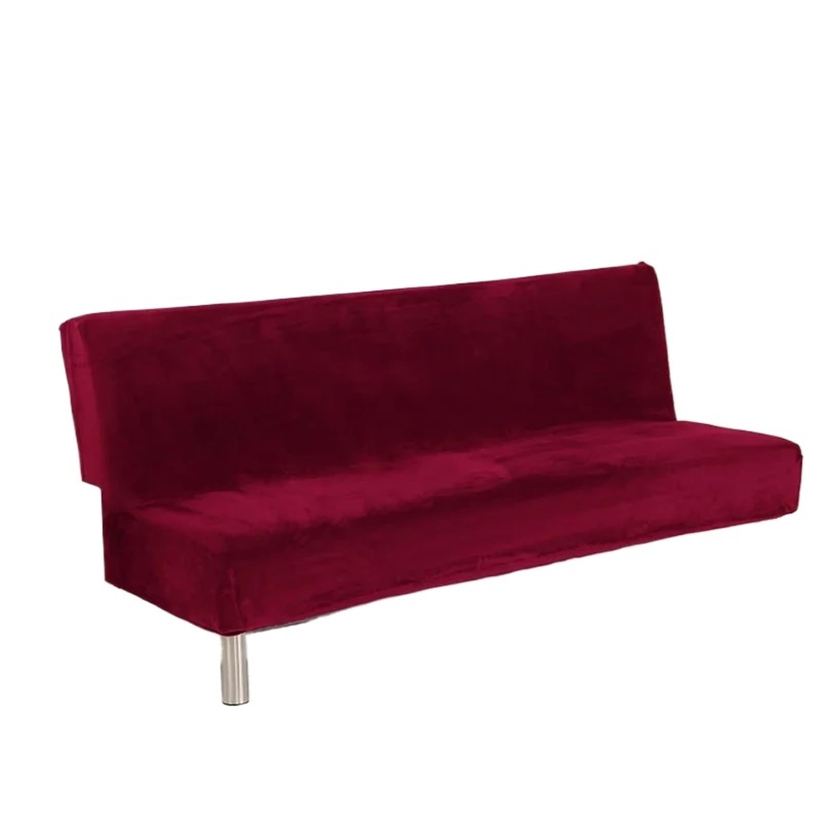 GCYEIDMA Armless Sofa Slipcover Plush Armless Sofa Bed Cover Folding Seat Slipcover Elastic Couch Protector Washable Removable Slipcovers(Wine,L 185-210cm)