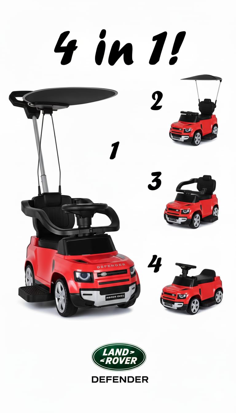 Macchina a Spinta per Bambini 1 Anno, Rossa, Ruote Anteriori direzionabili Tramite Barra con Maniglia 84 x 40 x 83 cm Mercedes Push Car