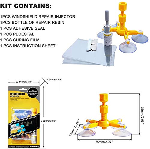 Kit Réparation Pare-brise Voiture - Colle Liquide Sous Vide - Pour Fissures Et éclats Jusqu’à 30 Cm