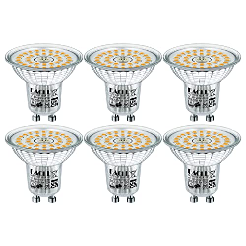 EACLL GU10 LED 6.5W Warmweiss Ersetzt 100W Halogen Leuchtmittel, 3000K 730 Lumen Birnen, AC 230V Flimmerfrei Strahler, Abstrahlwinkel 120° Spot, Nicht Dimmbar Kürzer Reflektorlampen, 6er-Pack