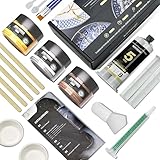 RUIOT Kintsugi Repair Kit for Broken Ceramics - Food-Safe Epoxy Resin & Golden Mica Powder, DIY Japanese Ceramic Glue with 5min Cure Time, Fix Mugs, Vases, Porcelain Dishes (Complete Restoration Kit)