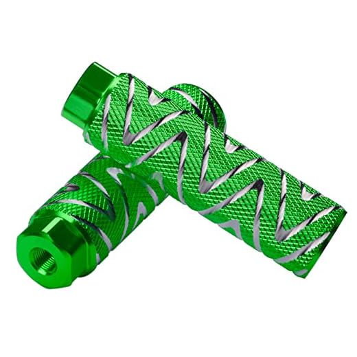 Amotor Bike Pegs, 2Pcs Aluminum Alloy Anti-Skid Lead Foot BMX Pegs Fit 3/8 inch Axles (Green)