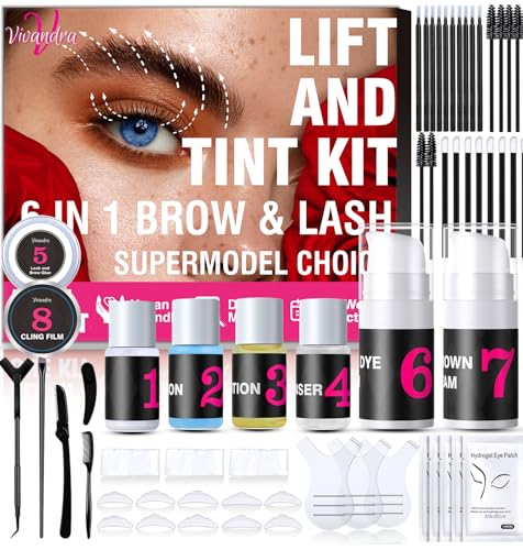 6-IN-1 Lash Lift and Brow Lamination Kit, Black & Dark Brown, For...