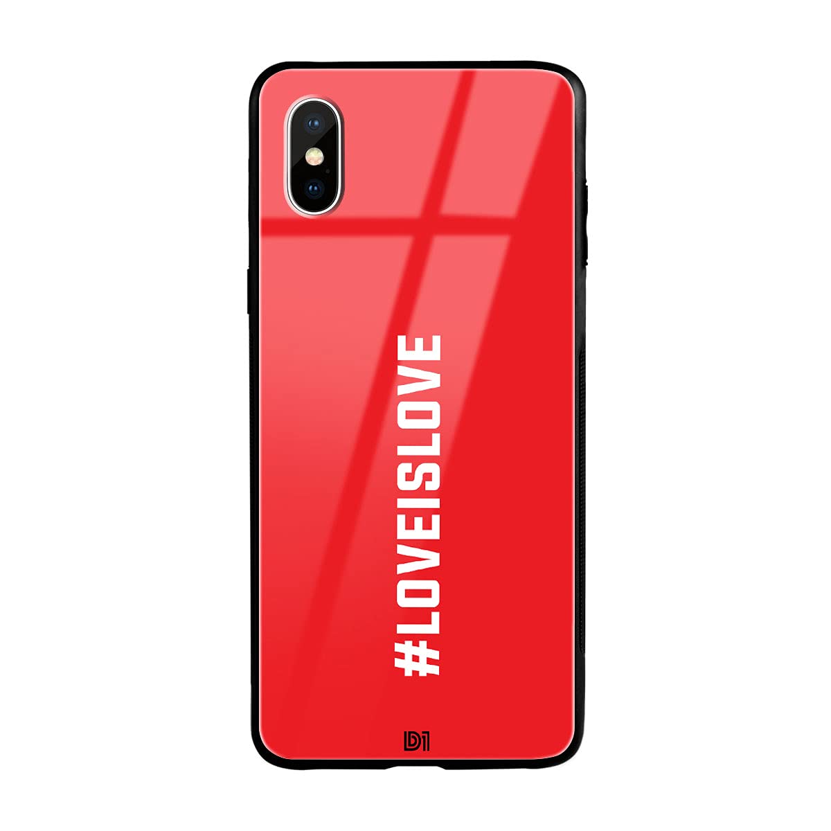 DWELLSINDIA LoveisLove Design TPU & Glass Case Back Cover Compatible with iPhone X & iPhone Xs
