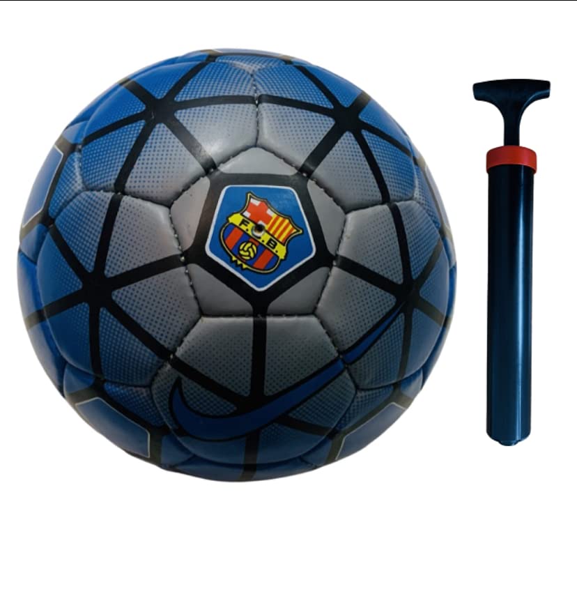 M ART Blue/Black PVC 32 Panel Football with Pump and pin Free (Size-5) (Pack of 1).