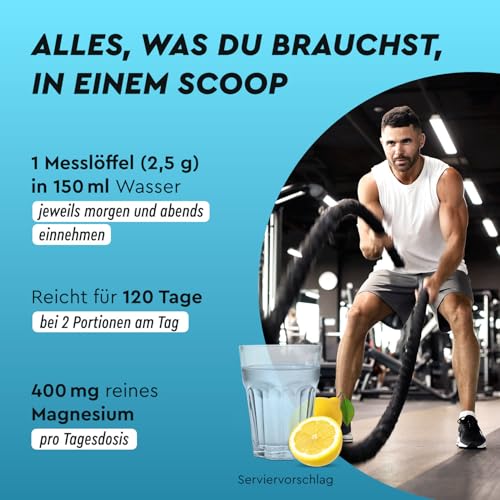 Magnesium Komplex Pulver 600g - Hochdosiert mit Bisglycinat, Citrat & Malat - Schnelle Löslichkeit - Für Muskeln, Nerven & Elektrolyt-Haushalt* - Zitronengeschmack - 100% rein und laborgeprüft – Bild 3