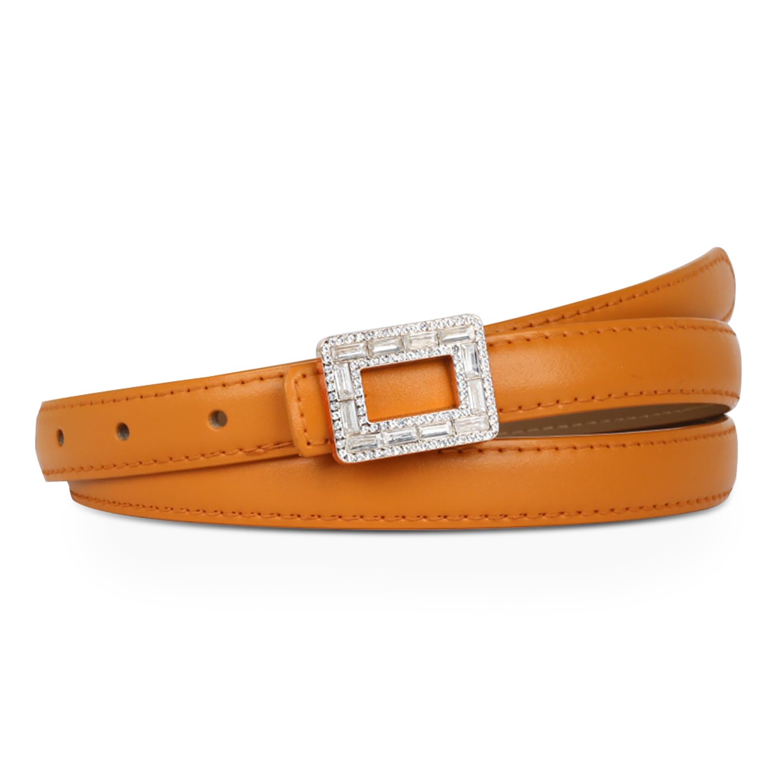 Women's Fashion Classic Metal Buckle Leather Belt with Jeans Dress