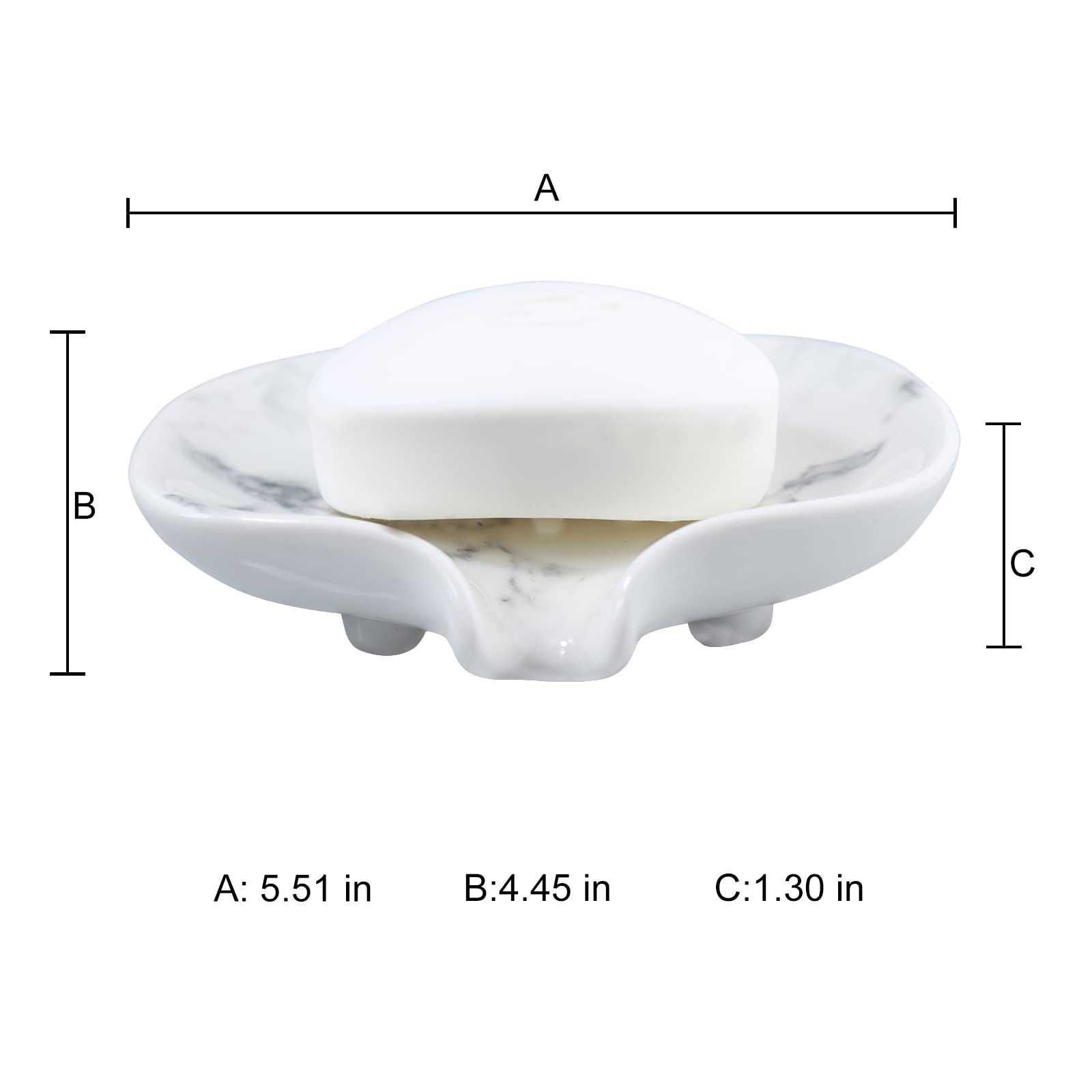 Portasapone in ceramica con struttura in marmo, portasapone, portasapone autosenoso, a cascata, porta spugne, accessori da bagno per bagno, cucina, bancone da bar.