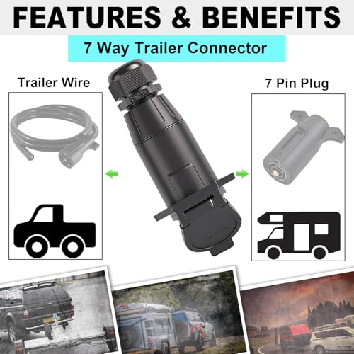 Image of 7 Way Trailer Socket with Waterproof Seal Vehicle-Side Connector