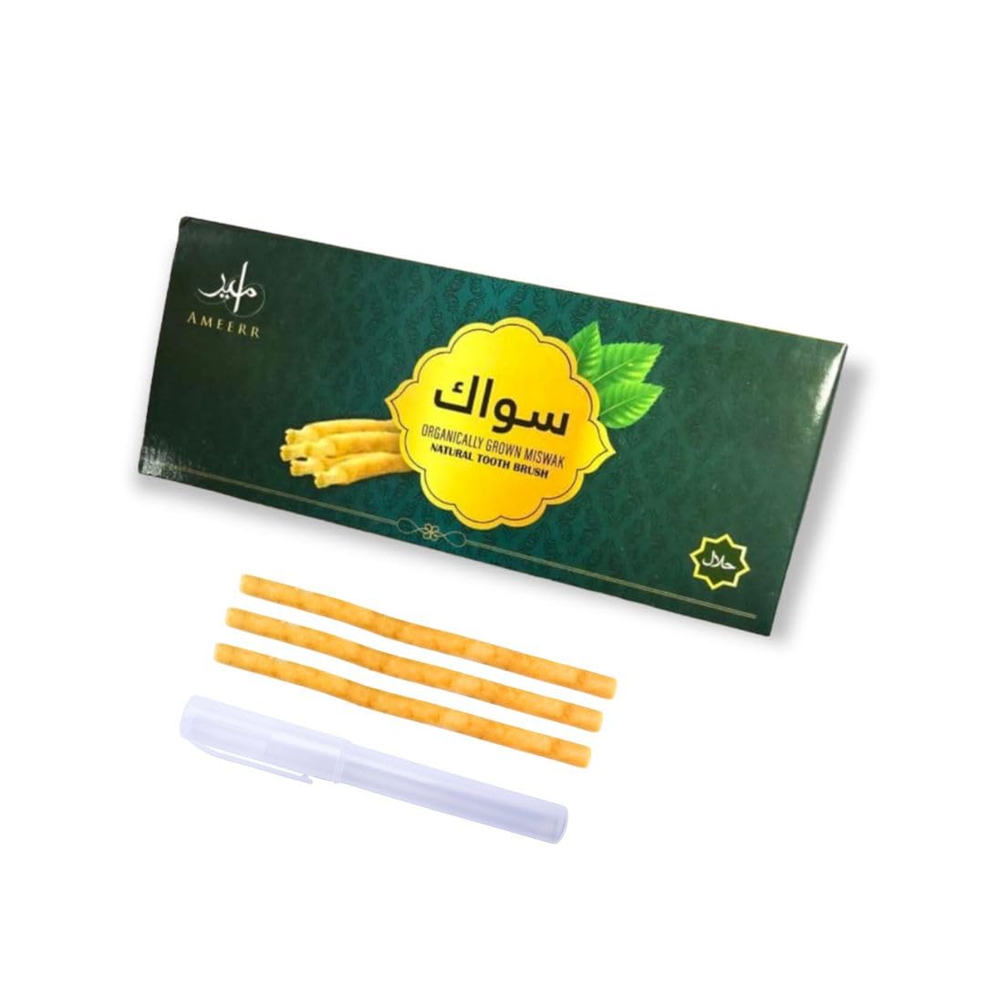Miswak Stick per denti | Kit sbiancante naturale per spazzolino da denti | Miswak biologico di alta qualità | Sigillato sottovuoto con supporto (3)