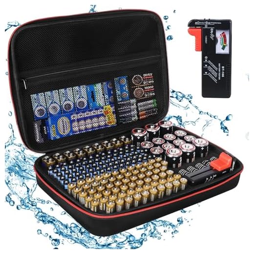 keabys Battery Organizer Holder Storage Case with Tester,Waterproof Carrying Case Bag,Battery Vault Box for Garage Organization Holds 199+ Batteries AA AAA C D 9V (Batteries are Not Included)