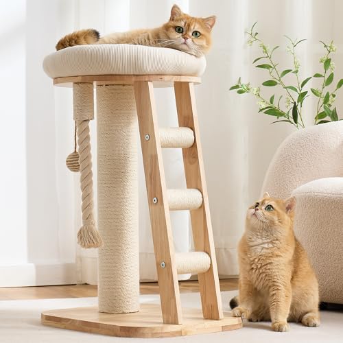 Torre para gatos moderna pequeña con rascador blanco miniatura 1