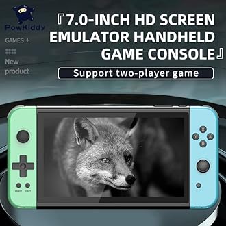 Cawevon Powkiddy X70 HD Retro Handheld Game Console 7 inch Joystick FC Arcade Simulator Two-Player Battle (64G, Green)