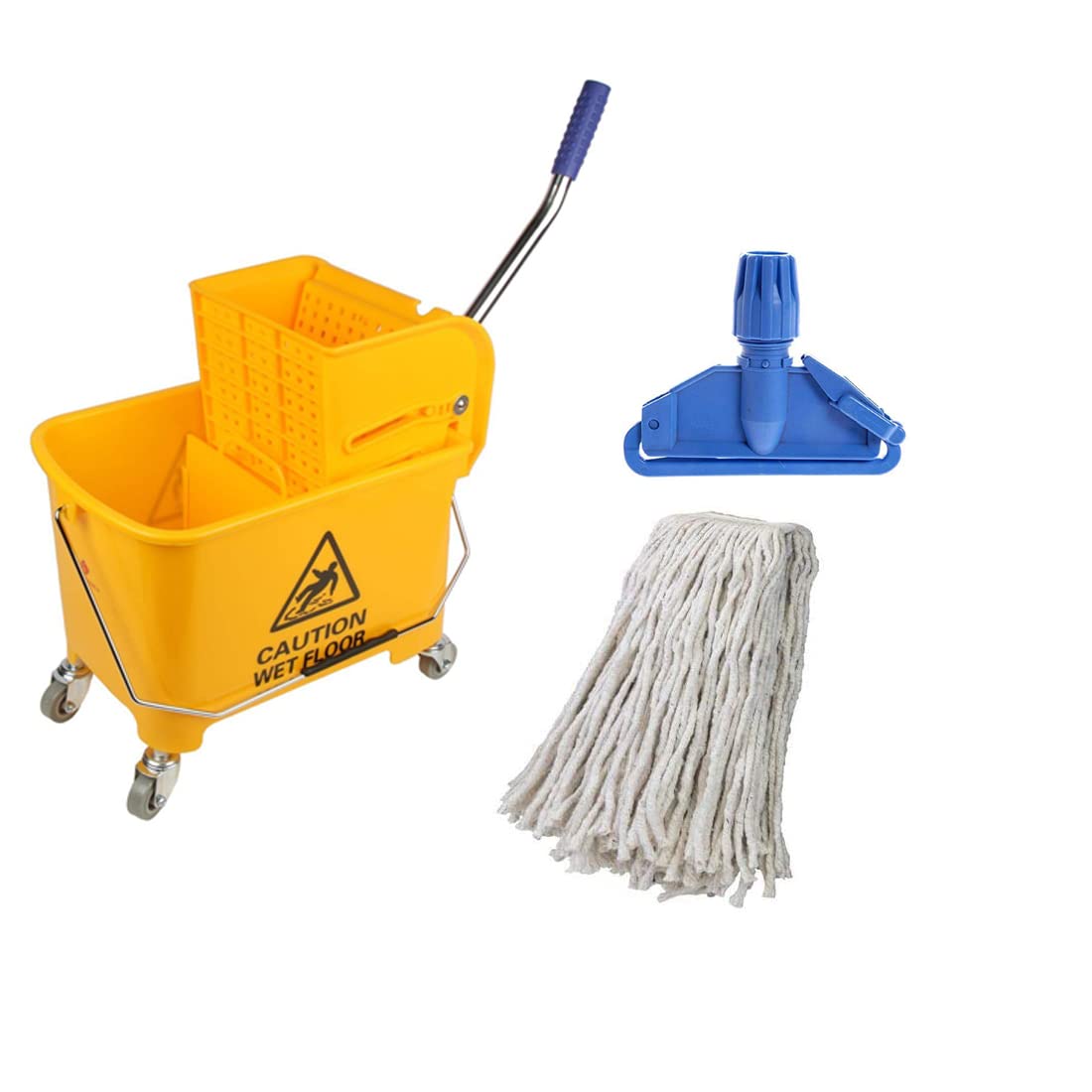 Dhwani Enterprise Single Bucket Mop Wringer Trolley Heavy Duty With 1 Piece 350 GM Cotton Wet Mop Refill And Wet Mop Clip (20 Liter, Yellow, Pack of 1) (GIVE Order Maximum 2 Qty WE Cant DISPETCH More Than 2 Qty (B09VDM9RKC) Amazon Price History, Amazon Price Tracker