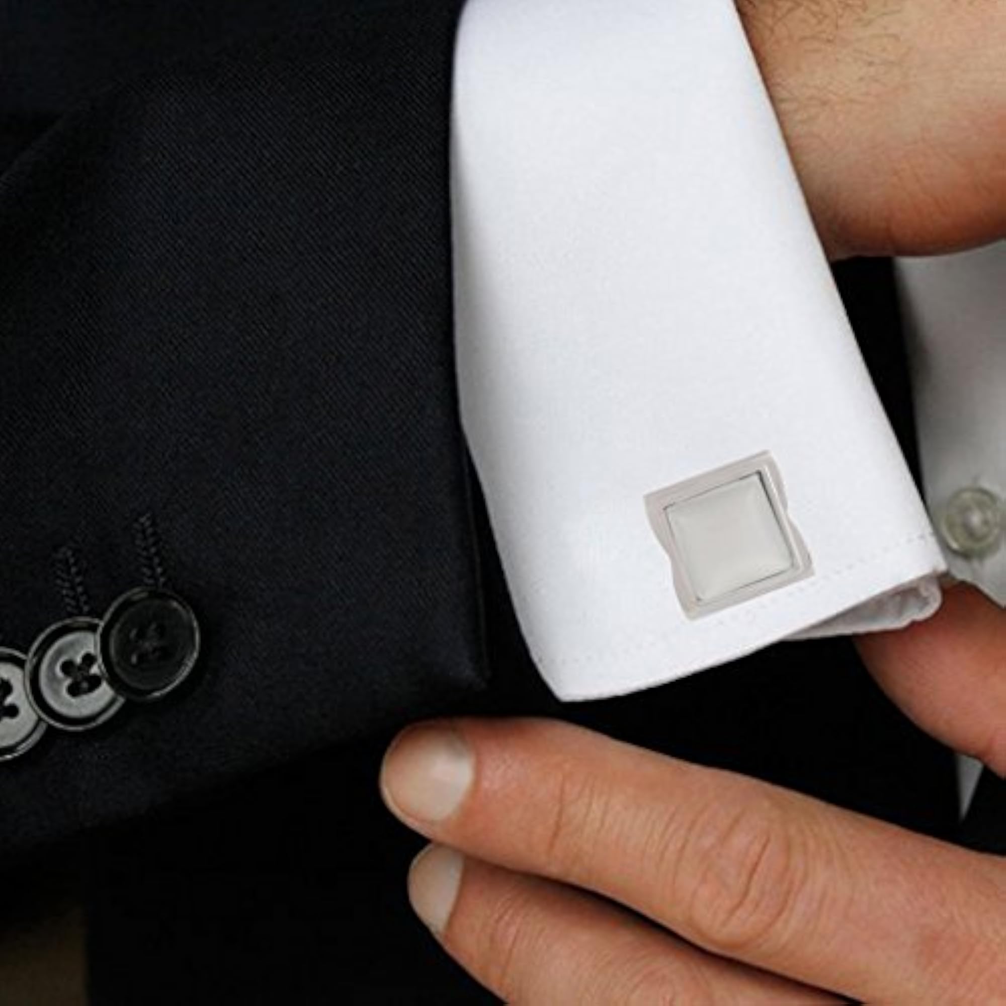 Men's Silver Cufflinks and Tie Pin Set, Gift for Him