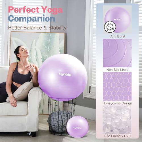 Image of kisnbld Exercise Ball, Extra Thick Yoga Ball for Workout Pregnancy Stability, 4 Sizes Anti-Burst Balance Ball with Foot Pump - Heavy Duty Fitness Ball Chair for Office, Home & Gym