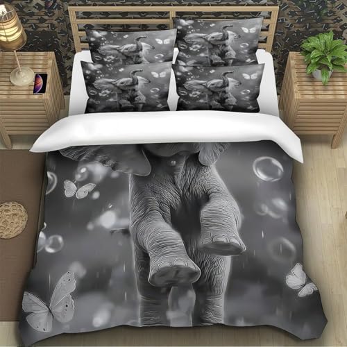 Housse de couette imprimée 3D éléphant respirante pour un sommeil frais - 5