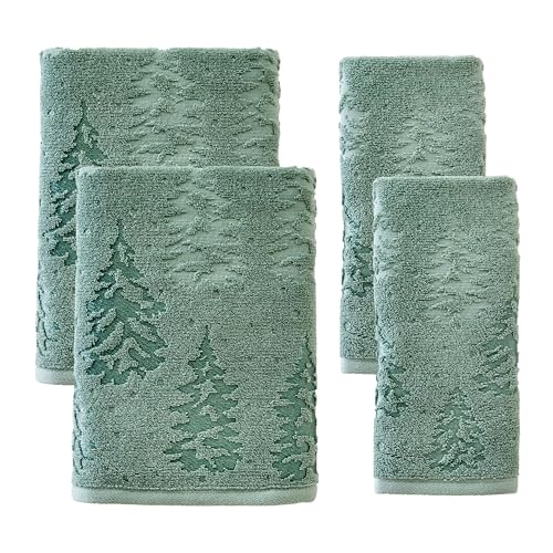 SKL Home Fall/Christmas/Winter Wispy Trees Premium Cotton Blend 4-Piece Towel