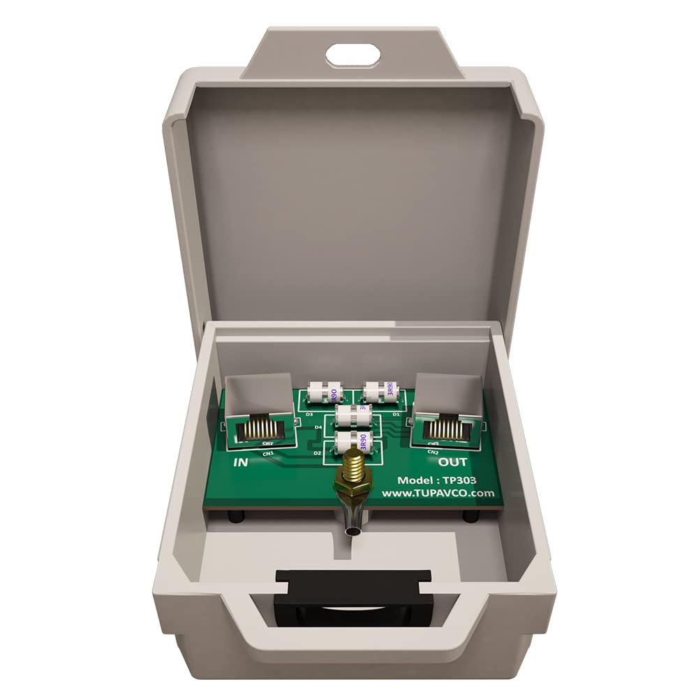 TP303 Lot de 10 parasurtenseurs Ethernet d'extérieur PoE+ Gigabit – Tube de décharge de gaz GDT – Support mural – Suppresseur de foudre RJ45 – Réseau LAN CAT5/CAT6 Thunder Arrestor – GbE 1000