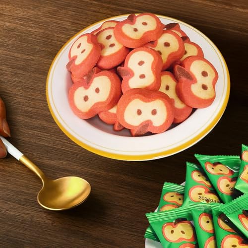 JGFWAT Weihnachtskekse Apfel-Cookies in niedlicher Q-Form, einzeln verpackt, 20 Stücke (150g) – Ideal für Geschenke, Adventskalender & Kinder