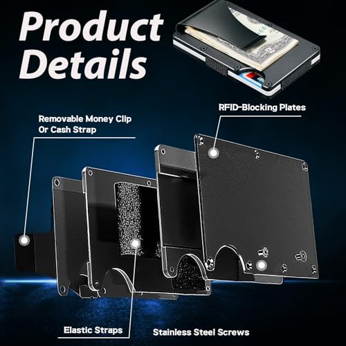 Minimalist Slim Metal Wallet for Men - Compact RFID Blocking Card Holder with Money Clip | Ultra-Thin Front Pocket Design for Daily Business & Casual Use4