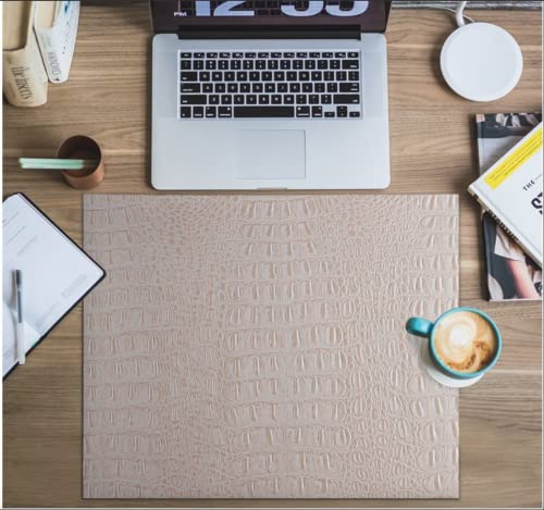 Alligator Fabric, Soft Textured Crocodile Vinyl Faux Leather, Gator Skin Embossed Upholstery DIY Craft and Clips Pleather Sheets – One Foot Cut 12”x54” (Tan Print)