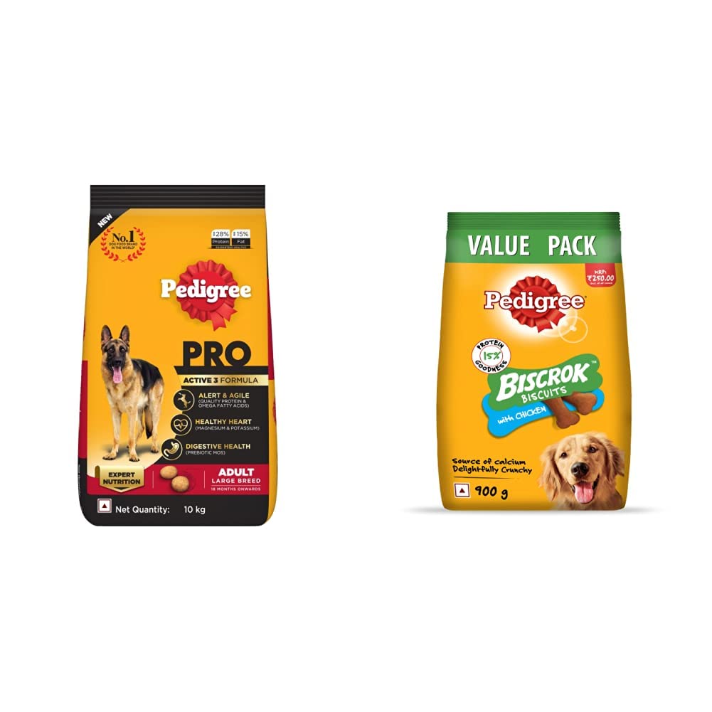See full amazon price history chart for Pedigree PRO Expert Nutrition Active Adult Large Breed Dog (18 Months Onwards), 10kg Pack & Pedigree All Life Stages Biscrok Dry Dog Biscuits (above 4 Months), Chicken Flavor, 900g Pack Pedigree PRO Expert Nutrition Active Adult Large Breed Dog (18 Months Onwards), 10kg Pack & Pedigree All Life Stages Biscrok Dry Dog Biscuits (above 4 Months), Chicken Flavor, 900g Pack (B0B8ZDRW7F) Amazon Price History, Amazon Price Tracker