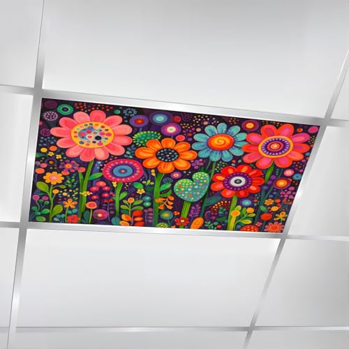 QFHOMTEOL 6 Pcs Fluorescent Light Covers for Ceiling Lights Colorful