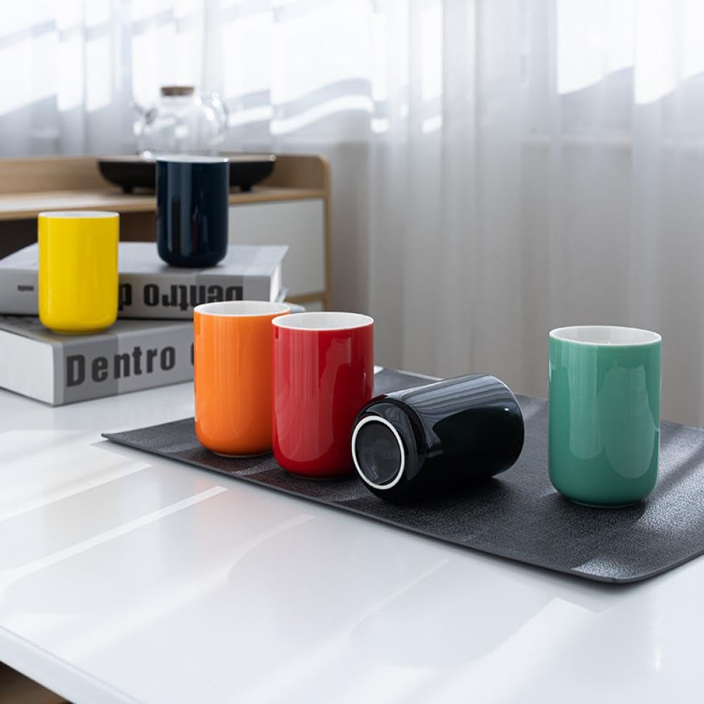 Sizikato 2pcs Porcelain Tumbler Cup for Bathroom, 7oz Ceramic Tooth-Brushing Cup Mouthwash Cup