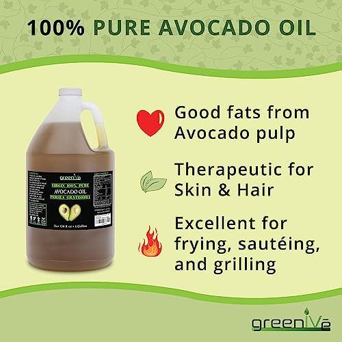 Greenive - Avocado Oil - 100% Pure Avocado Oil - Cold Pressed - Virgin - Exclusively On Amazon (128 Ounce (1 Gallon)) #TOP6