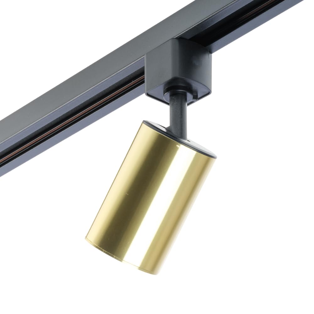 Qub Focus III – Système d’éclairage LED monophasé – 2 rails de 1m (200cm) – 5 spots GU10 orientables – or – plafonnier moderne – pour cuisine, salon, salle à manger
