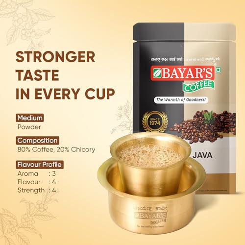 Image of Bayar's Coffee Java Filter Coffee Powder 500g | Traditional South Indian Taste with 80% Coffee & 20% Chicory | Freshly Roasted & Ground for Rich Aroma & Taste (500g) (pack of 2)