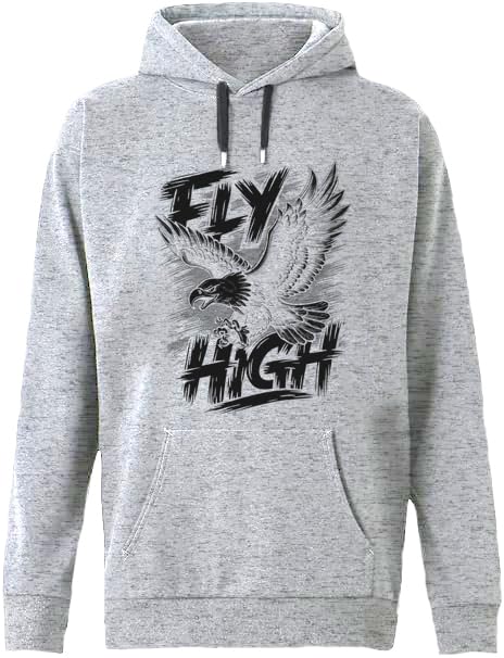 Image of West Gate Clothing Plus Size Mens Cotton Hoodies,Hooded Sweatshirt|100% Cotton Hoodies Plus Size Collection for Men|Fly High Printed Hoodie