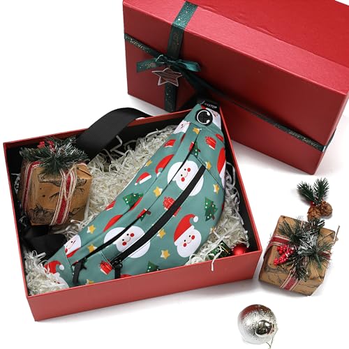 Image of MAXTOP Large Christmas Fanny Pack with 4-Zipper Pockets, Christmas Bag Gifts for Enjoy Festival Sports Workout Traveling Running Casual Hands-Free Waist Pack Crossbody Phone Bag Carrying All Phones