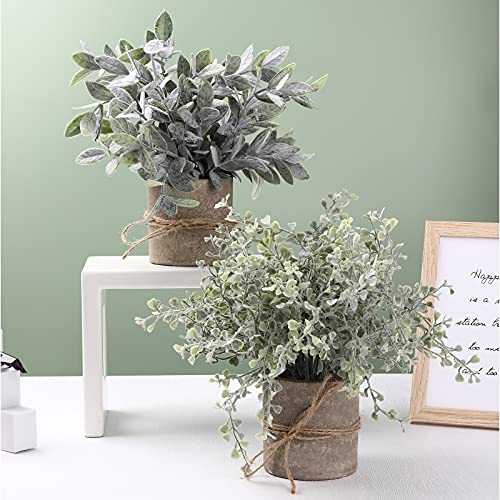 Pengyee Artificial Topiaries Plants & Flowers, 4 Pcs Mini Plants Artificial Potted Set Fake Green Grass Plant Faux Plastic Topiary For Home Office Desk Bathroom Kitchen Counter Decoration (Nature) #TOP7