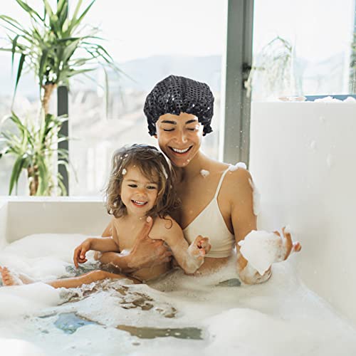 FOMIYES Large Shower Cap Shower Cap Sequin Bathing Bonnet Elastic Sauna Cosmetic Cap Hair Protective Cover Reusable Beauty Salon Spa Hats Bathtub Accessories for Women Girls Black Hair Sleeping Cap - Image 3