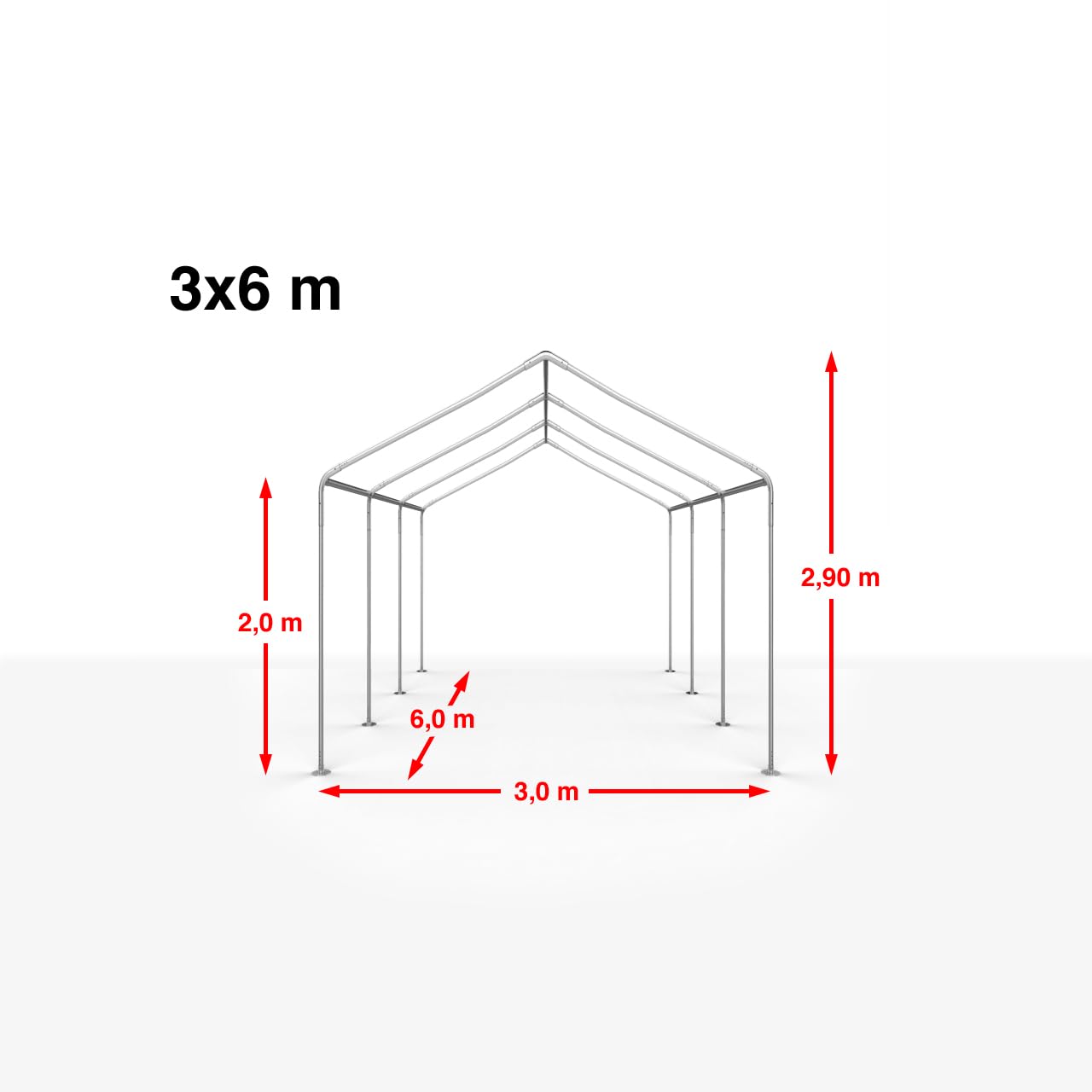 TOOLPORT Partyzelt 3x6 m Pavillon Starke PVC 600 N Plane wasserdicht und schneller Aufbau