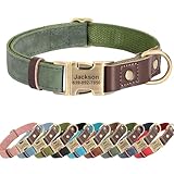 KINYABLUE Personalized Dog Collars, Custom Soft PU Leather Dog Collar with Pet Name and Phone Number for Small Dogs, Adjustable and Durable Pet Collars with Quick Release Metal Buckle,S(10-15')