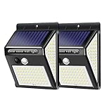 2 Pack High Brightness Solar Motion Sensor Light Outdoor, 270° Wide Angle/3 Modes/140 LED Solar Powered Security Lights Wireless IP 65 Waterproof Lights for Wall Deck Yard Garage Porch Garden Patio Fence
