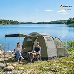 Outsunny 3-4 Person Camping Tent with Rainfly, Large Family Tent with Porch, Bedroom and Living Room, 3000mm Waterproof, Portable with Bag for Fishing Hiking Festival, Green
