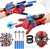 Taufe Set di 2 Spider Guanti per Bambino,Spara Ragnatele Spider,Launcher Glove,Guanti Spid...