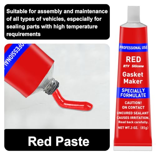 Image of 340g RTV Silicone Gasket Maker, Red Silicone Sealant Shockproof and Leakproof, High Temperature Resistant, RTV Sealant Can be Used in Engines, Transmissions, Superchargers and All Types of Gaskets