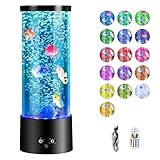 Bubble Fish Lamp, 17 Colors Aquarium Liquid Motion Lamps Sensory Bubble Tube Lamp, Artificial Fish Tank Tabletop Night Light for Birthday Christmas Gifts Home Decor, Stress Relief