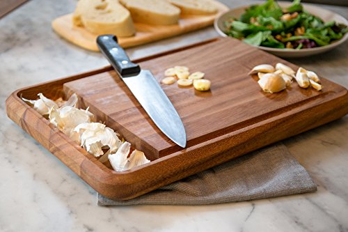 Image of Ironwood Gourmet Acacia Wood Cutting Board With Juice Channel, Big Catch Board, 10 inch x 15 inch