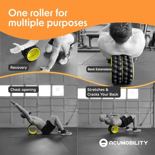 Acumobility Back Stretcher, Back Cracker, Back Roller, Back Pain, Back Pain Relief Products, Yoga Wheel, Back Foam Roller for Back, Back Stretching & Back Cracking Device, Back Popper - 11" H x 7" W