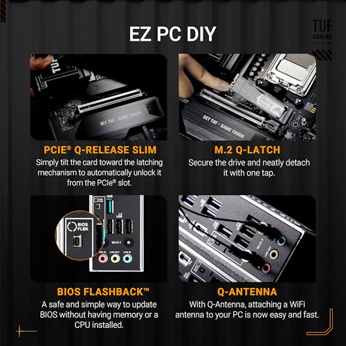 undefined TUF Gaming X870E-PLUS WIFI7 AMD X870E ATX Motherboard with 16+2+1 80A Power Stages, DDR5 Support with AEMP, PCIe 5.0 x16 with PCIe Slot Q-Release Slim, Four M.2 Slots, WiFi 7 with ASUS WiFi Q-Antenna の商品画像 3