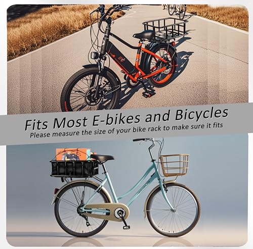 Bike Basket Rear, Large Bicycle Basket with Cargo Net, Liner