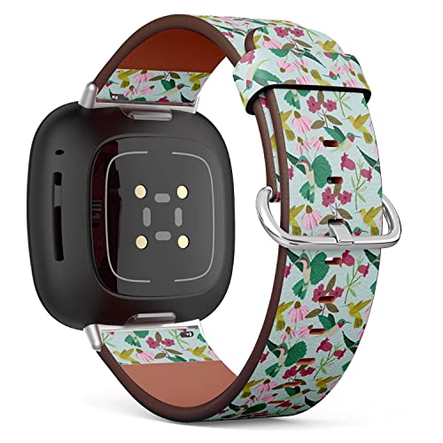 Correa de reloj compatible con Fitbit Versa 3 y Fitbit Sense, accesorio de pulsera de repuesto de cuero estampado, colibríes coloridos