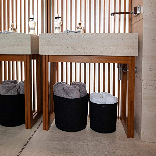 Organihaus 2-Pack Black Basket For Plant Pots | Woven Vase | Rope Plant Baskets Indoor | Flower Pot Covers Wraps | Fiddle Leaf Fig Pot | Decorative Cachepots Jute Basket Planters - (10 & 12 Inch) #TOP3