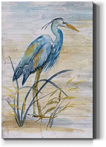 Renditions Gallery Animals Wall Art Abstract Paintings for Decor Rustic Yellow Blue Heron Bird Canvas Artwork Prints for Bedroom Living Room Office Walls - 18"X27" LT15